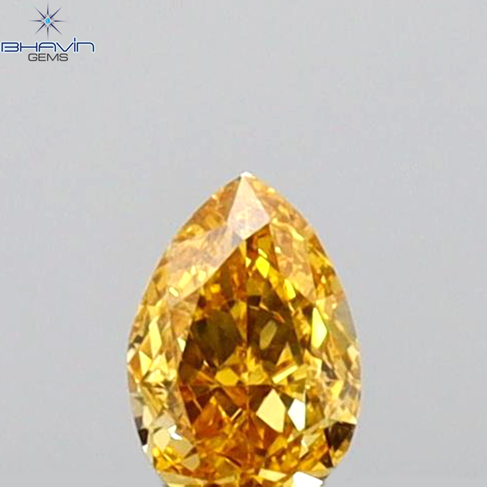 0.10 CT Pear Shape Natural Diamond Orange Color VS1 Clarity (3.55 MM)