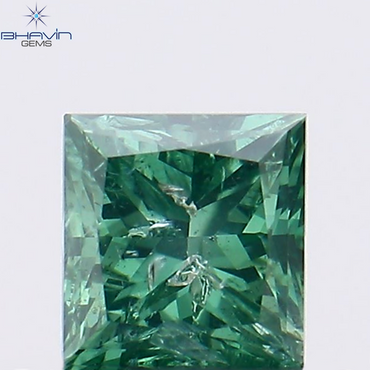 0.35 CT Princess Shape Natural Diamond Green Color SI2 Clarity (3.77 MM )