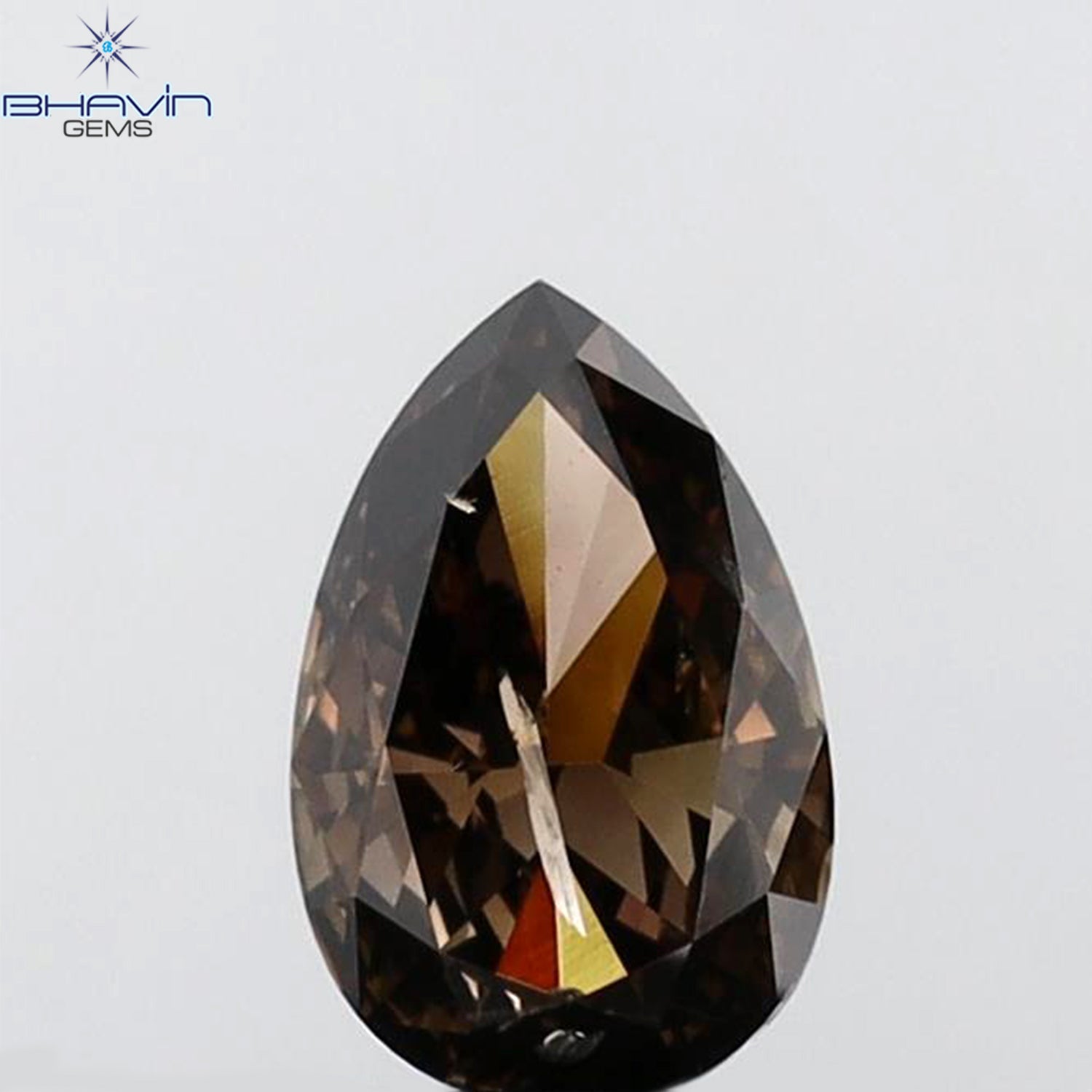 1.09 CT Pear Shape Natural Diamond Brown Color I2 Clarity (7.94 MM)