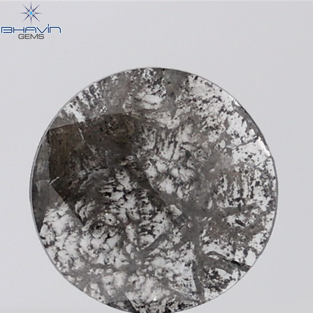 1.54 CT Round Rose Cut Natural Diamond Salt And Pepper Color I3 Clarity (10.82 MM)