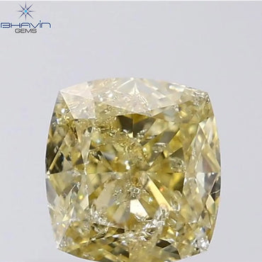 1.02 CT Cushion Shape Natural Diamond Orange Color I2 Clarity (5.73 MM)