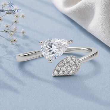 Pear-Shaped Diamond Open Toe Ring with Cluster Accent