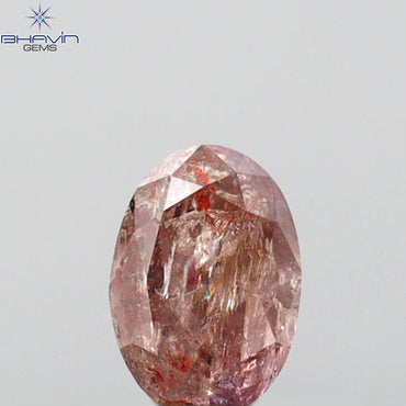 0.38 CT Oval Shape Natural Diamond Pink Color I3 Clarity (5.40 MM)