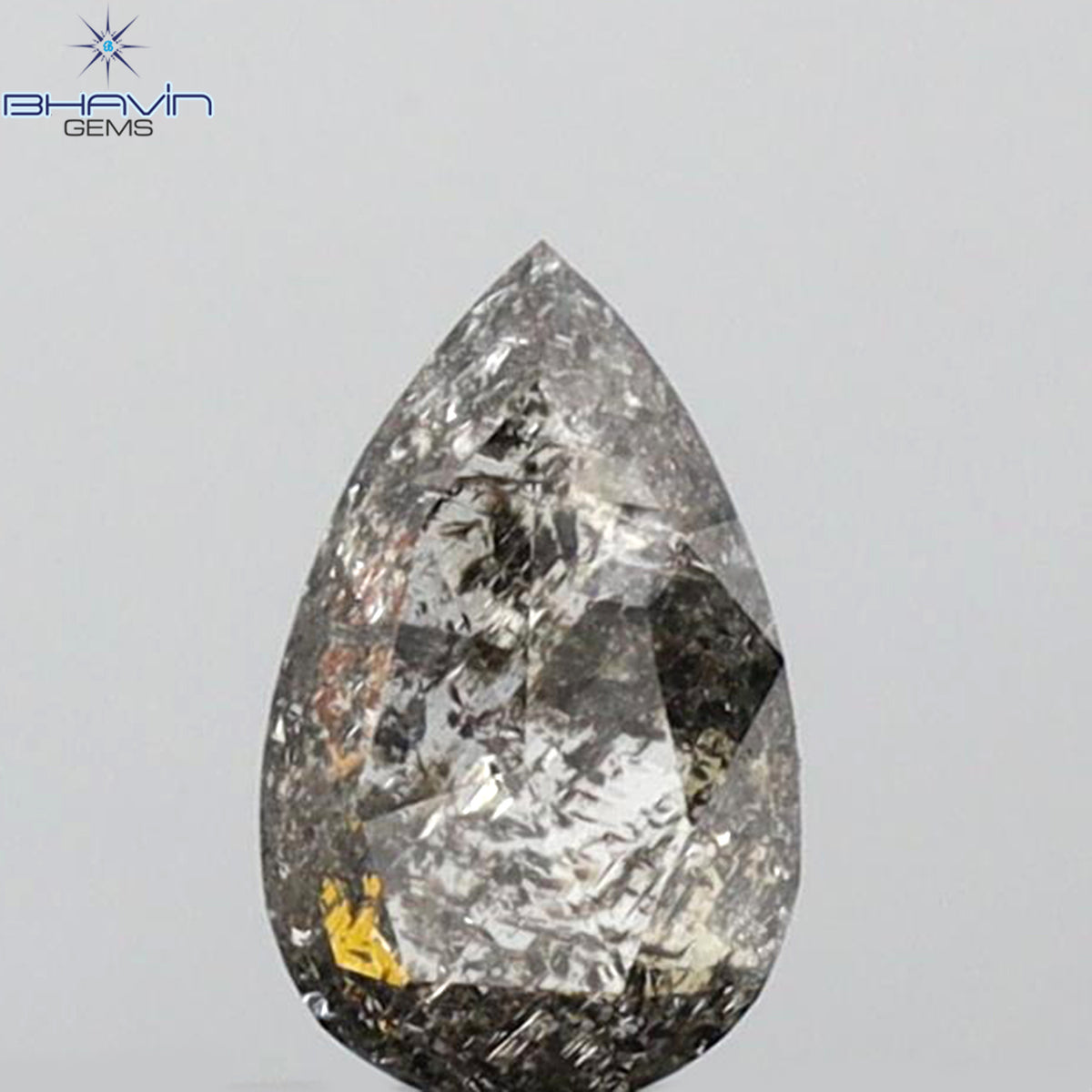 0.33 CT ペアシェイプ 天然ルースダイヤモンド ソルト＆ペッパーカラー I3 クラリティ (6.09 MM)