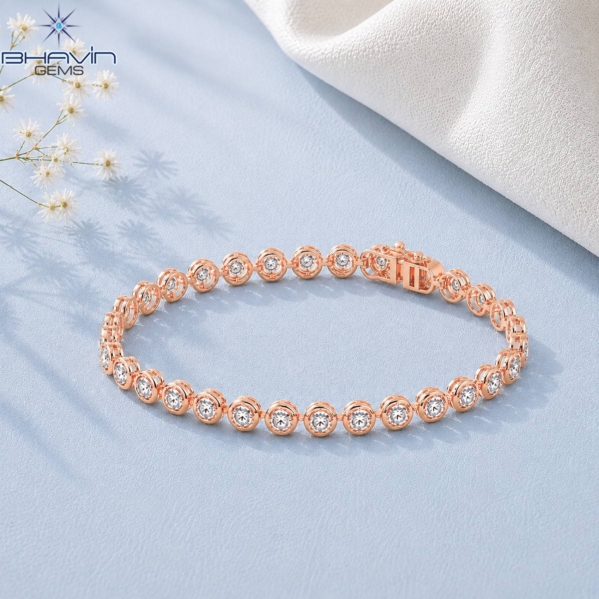 Classic Round Diamond Bezel Link Tennis Bracelet