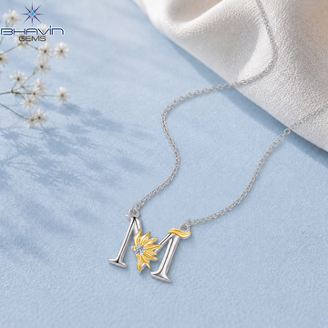 Diamond Floral Initial M Pendant Necklace
