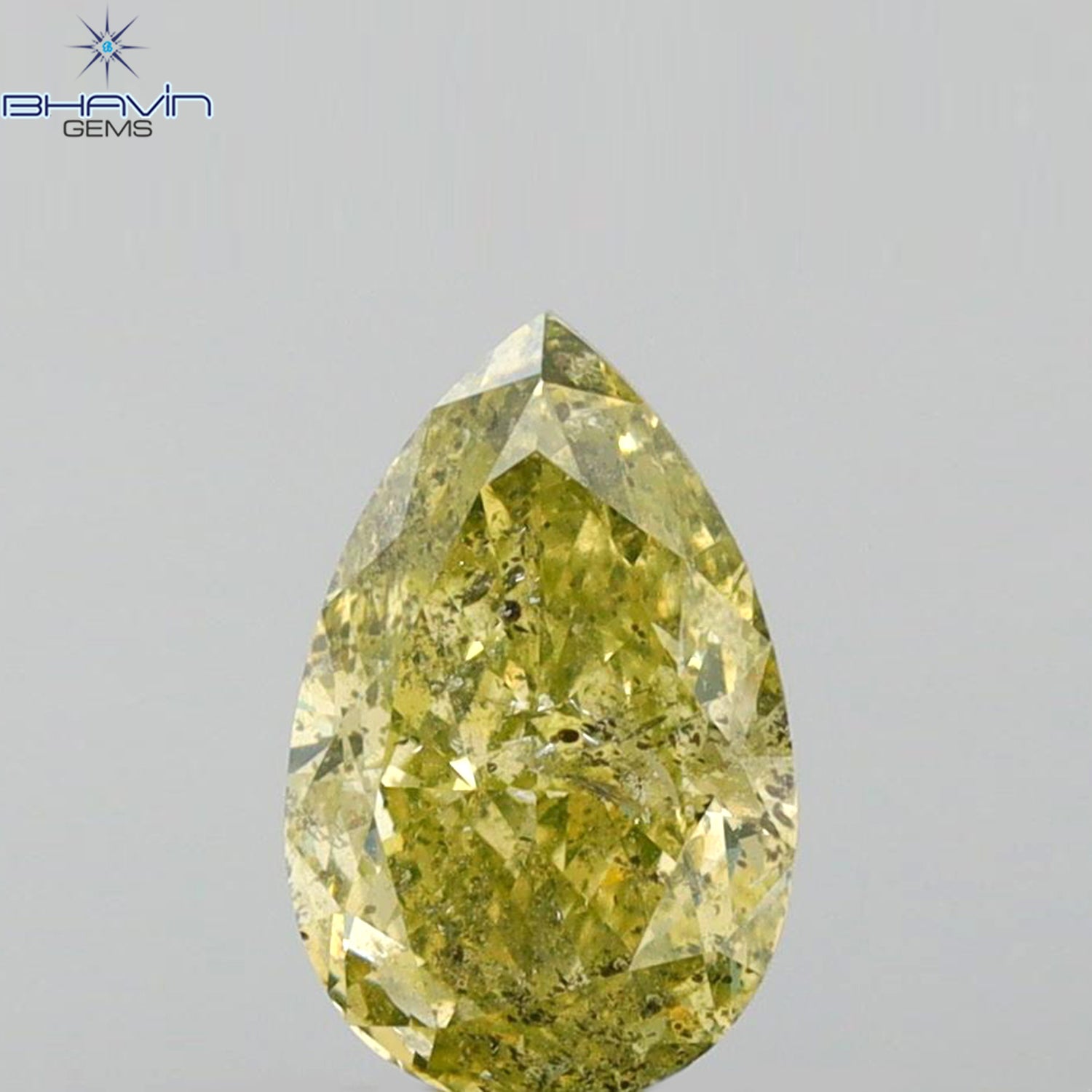 1.01 CT Pear Shape Natural Diamond Greenish Yellow Color I2 Clarity (7.80 MM)