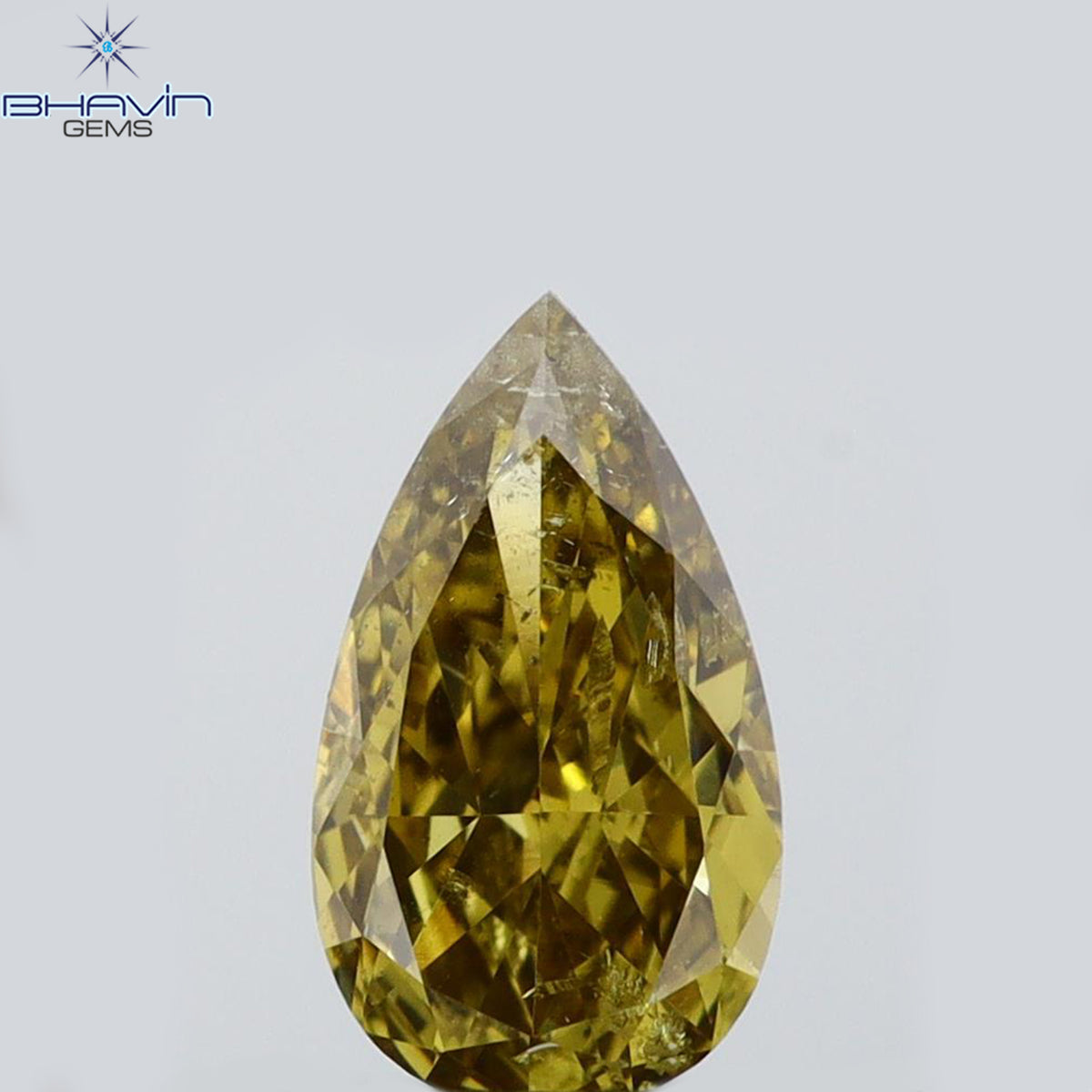 0.35 CT Natural Pear Diamond Green (Chameleon) Color Clarity SI2 (6.28 MM)