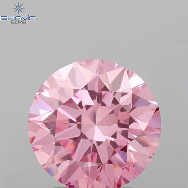 GIA Certified 2.01 CT Round Diamond Enhanced Purplish Pink Color SI1 Clarity (8.08 MM)