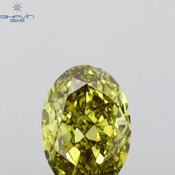 0.18 CT オーバルシェイプ 天然ダイヤモンド グリーンカラー SI1 クラリティ (4.21 MM)