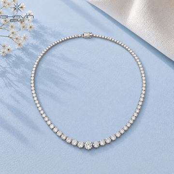 Graduated Round Diamond Tennis Necklace