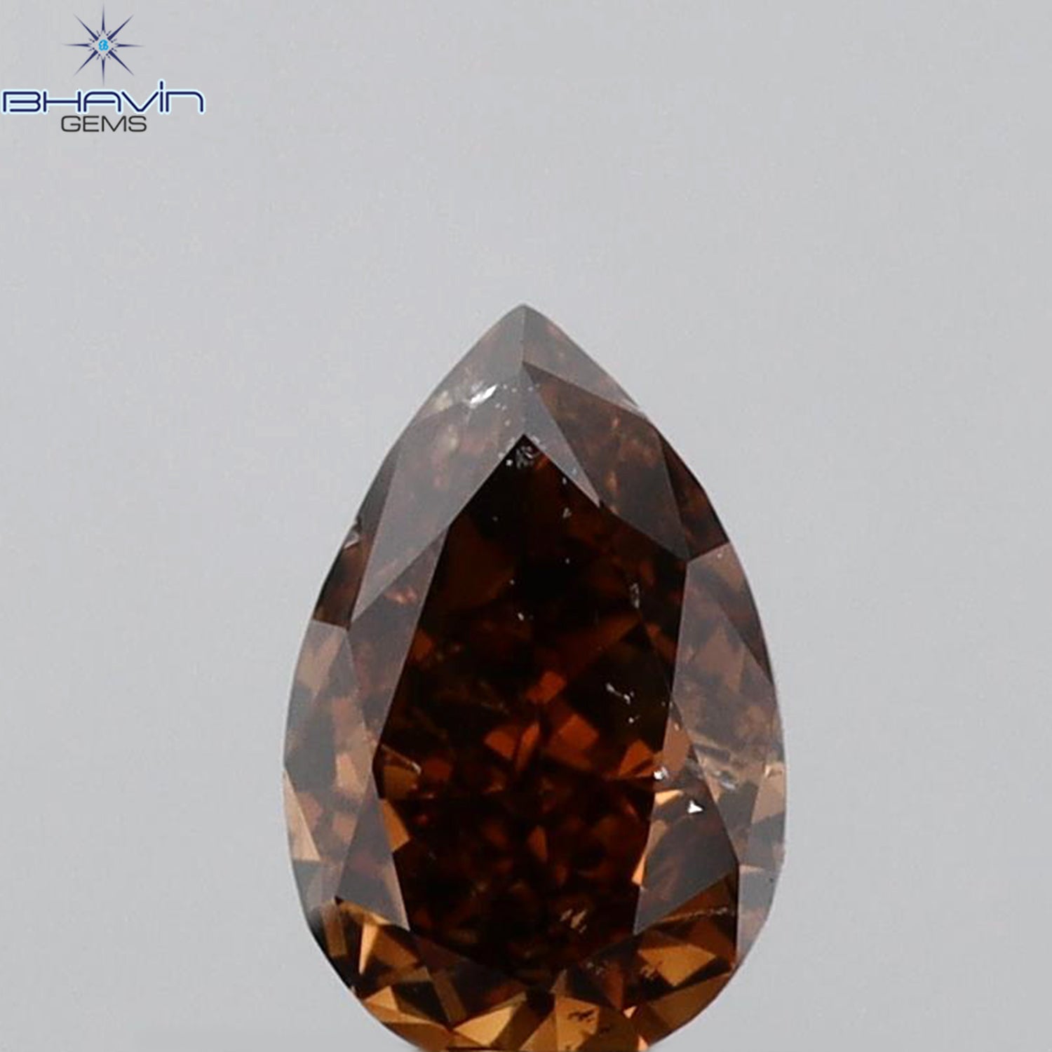 0.46 CT Pear Shape Natural Diamond Red Brown Color SI1 Clarity (6.10 MM)