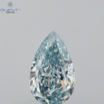 0.46 CT Natural Pear Diamond Enhanced Intense Blue Color Clarity VS1 (6.58 MM)