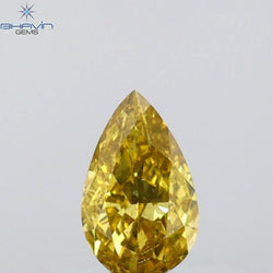 0.25 CT Pear Shape Natural Diamond Green Yellow (Chameleon) Color VS2 Clarity (5.30 MM)