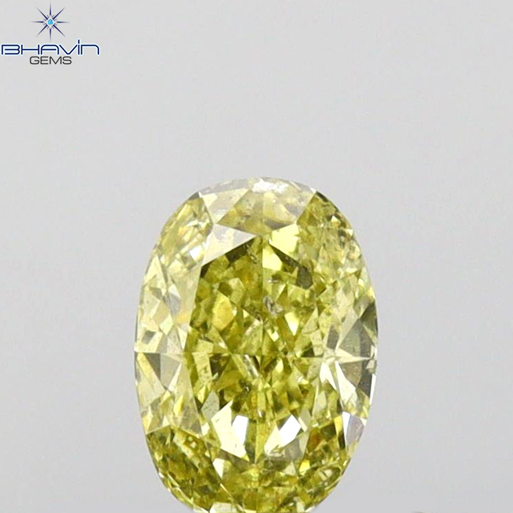 0.34 CT Oval Shape Natural Diamond Green (CHAMELEON) Color SI2 Clarity (5.36 MM)