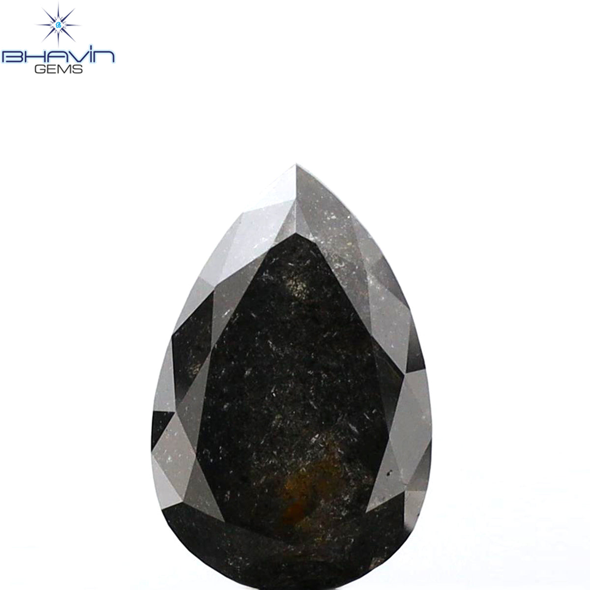 1.96 CT ペアシェイプ 天然ルースダイヤモンド ソルト＆ペッパーカラー I3 クラリティ (9.41 MM)