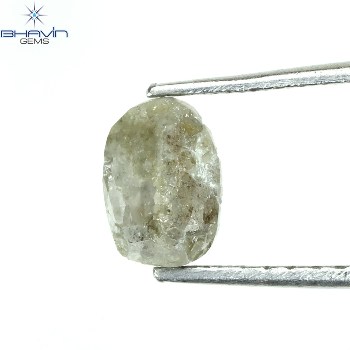 1.05 CT、ノーカット ポルキ シェイプ、天然ダイヤモンド、ブルー カラー、I3 クラリティ (5.42 MM)