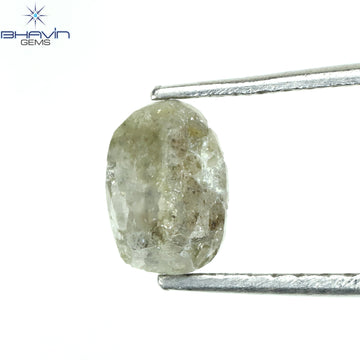 1.05 CT、ノーカット ポルキ シェイプ、天然ダイヤモンド、ブルー カラー、I3 クラリティ (5.42 MM)