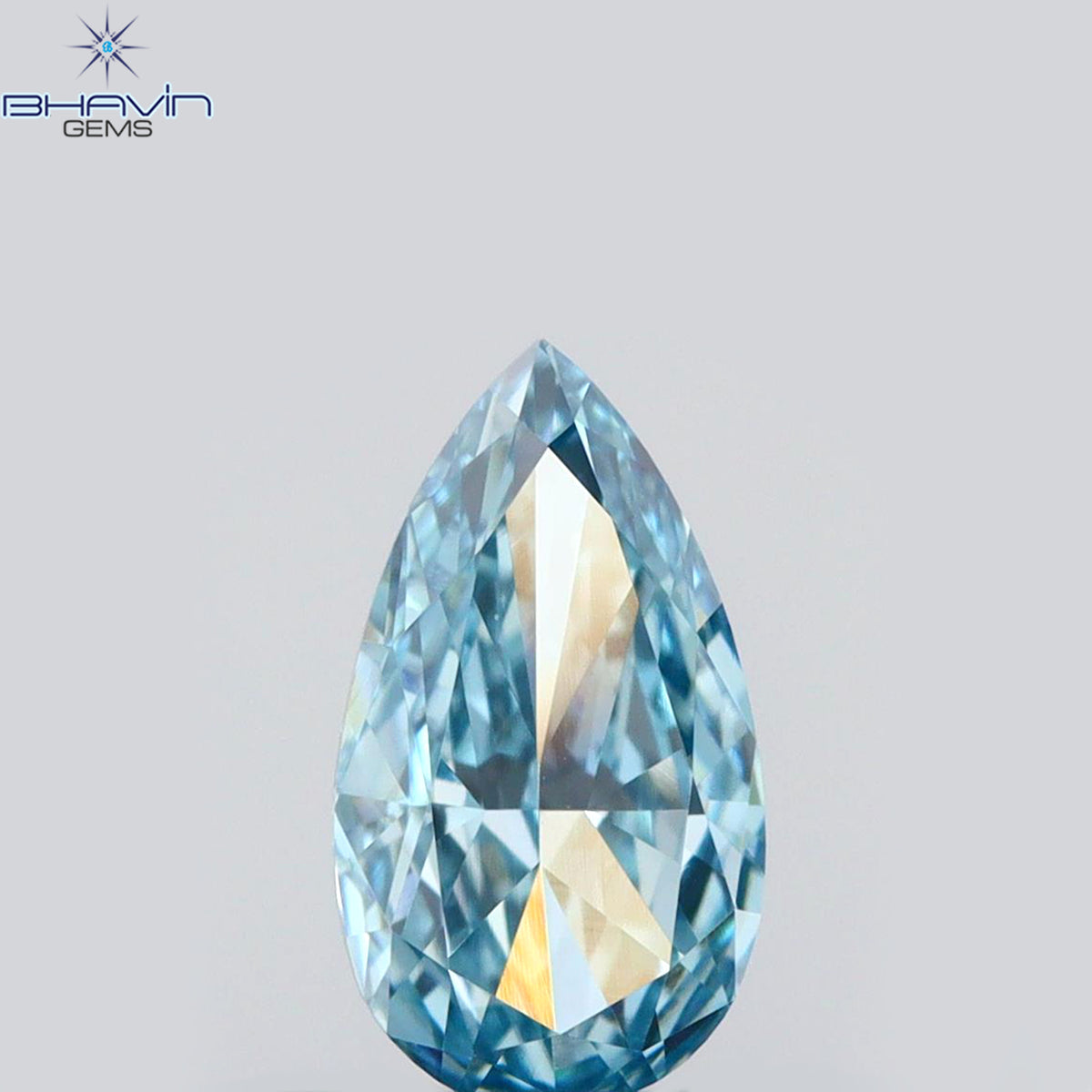 0.41 CT Natural Pear Diamond Enhanced Intense Blue Color Clarity VS1 (6.56 MM)