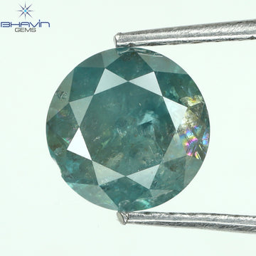 1.23 CT Natural Round Diamond Enhanced Blue Color Clarity I3 (6.57 MM)