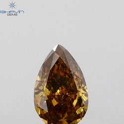 0.27 CT Pear Shape Natural Diamond Orange Color VS1 Clarity (5.46 MM)