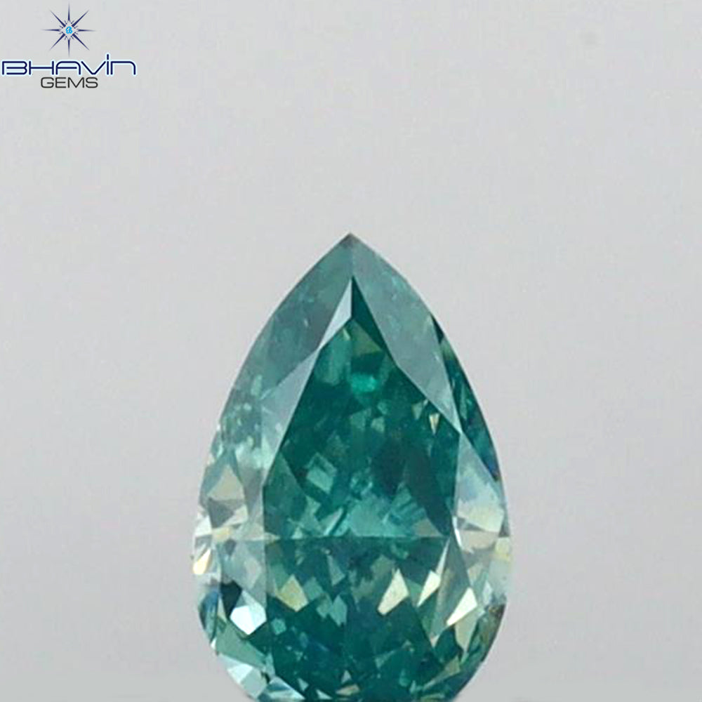 0.16 CT Pear Shape Natural Diamond Greenish Blue Color VS2 Clarity (4.46 MM)