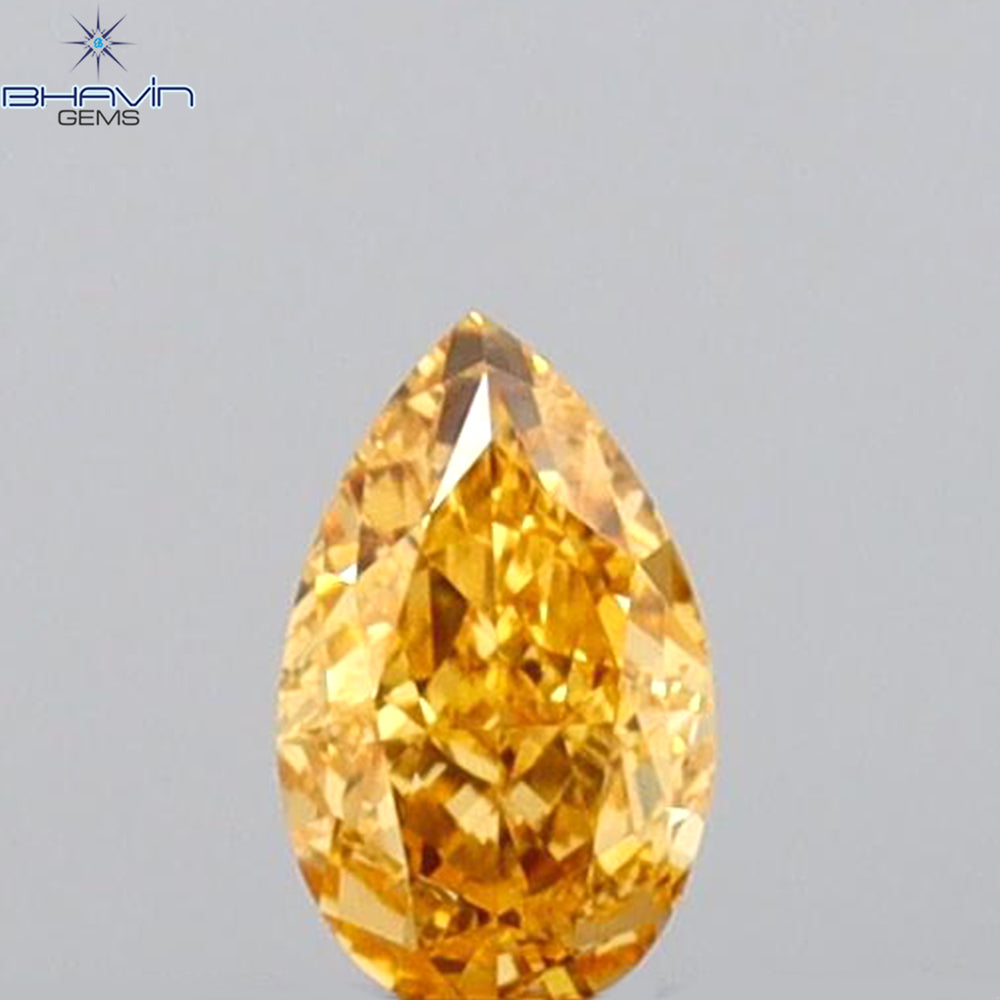 0.13 CT Pear Shape Natural Diamond Orange Color VS1 Clarity (4.00 MM)