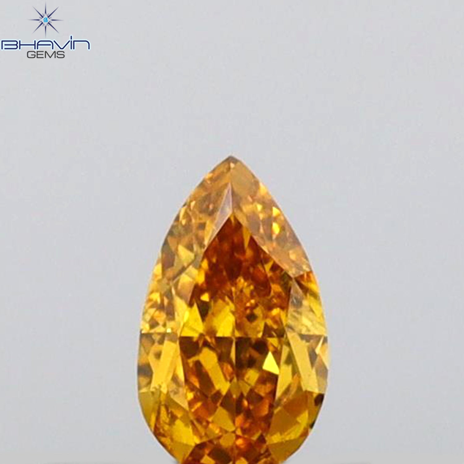 0.17 CT Pear Shape Natural Diamond Orange Color VS1 Clarity (4.52 MM)