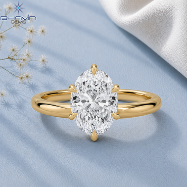Oval Cut Solitaire Engagement Ring with 6-Prong Tulip Petal Basket in Yellow Gold