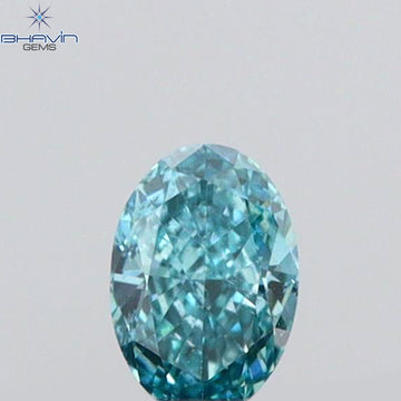 0.07 CT Natural Oval Diamond Enhanced Vivid Aqua Blue Color Clarity VS2 (3.01 MM)