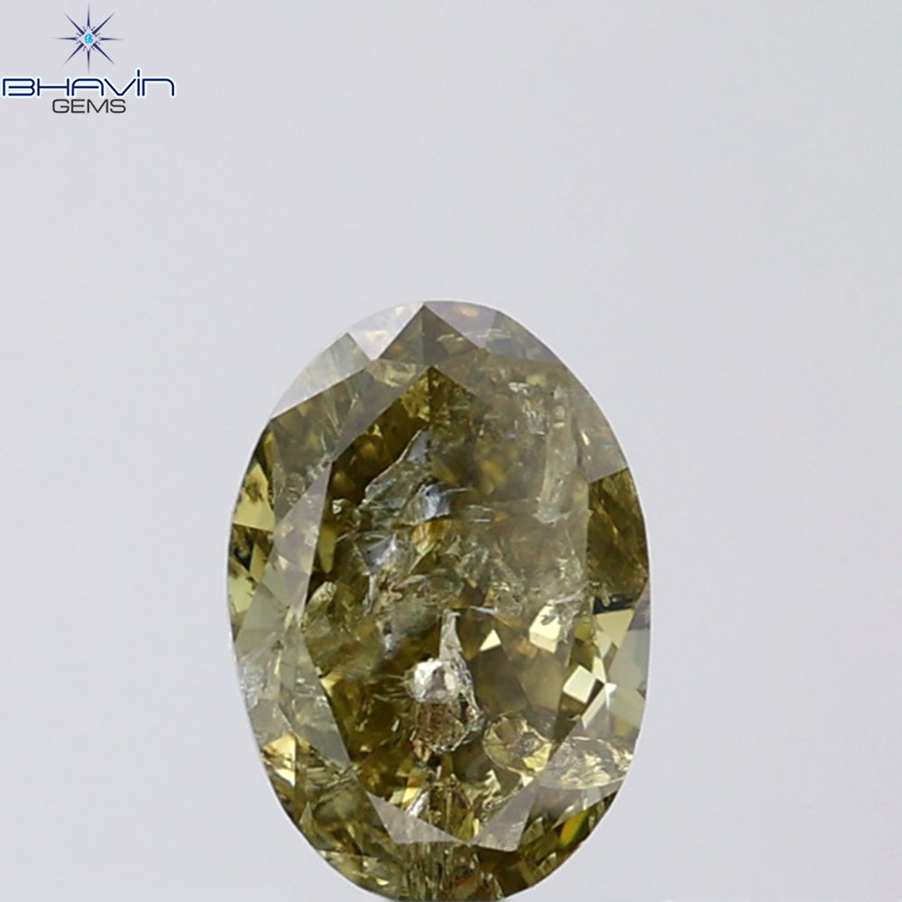 1.13 CT Oval Shape Natural Diamond Green (Chameleon) Color I3 Clarity (7.63 MM)