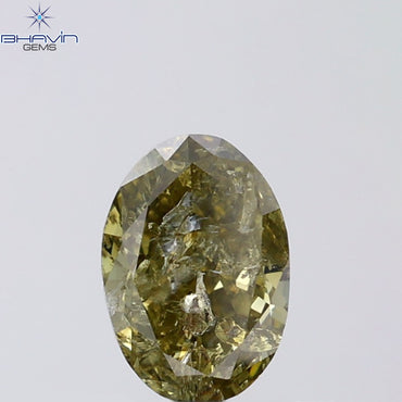 1.13 CT Oval Shape Natural Diamond Green (Chameleon) Color I3 Clarity (7.63 MM)