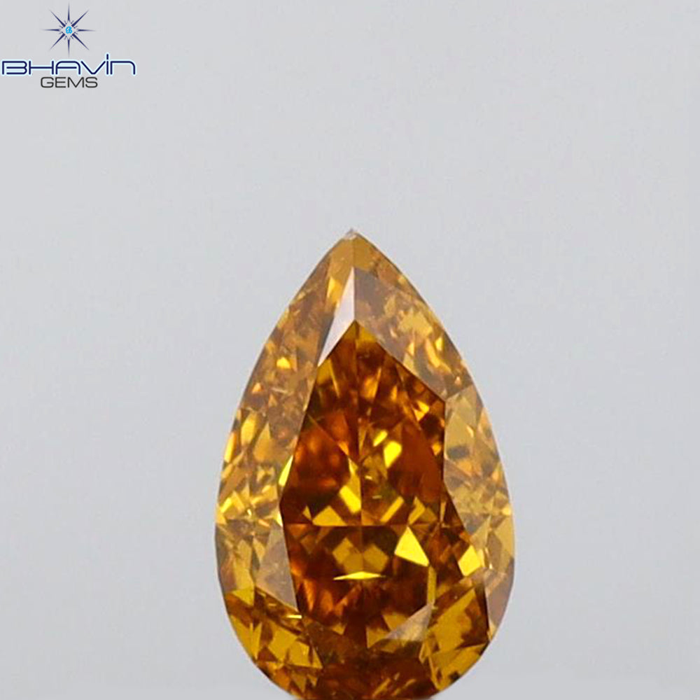 0.29 CT Pear Shape Natural Diamond Orange Color VS2 Clarity (5.36 MM)