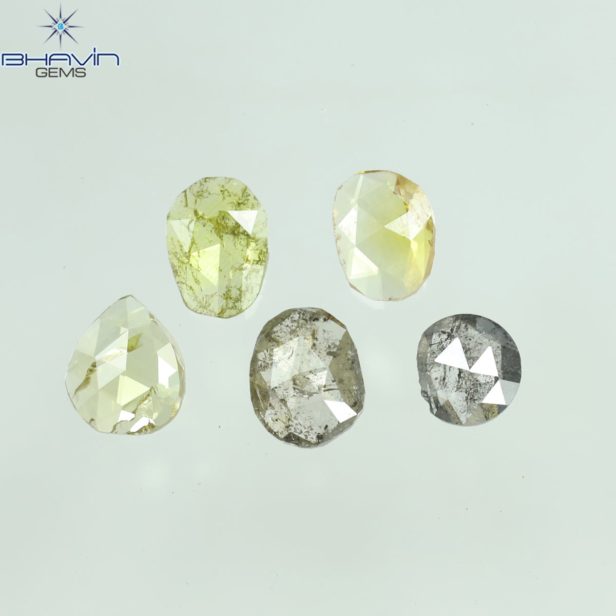 0.58 CT/5 Pcs Natural Polki Rose Cut Diamond Mix Fancy Color Clarity I2 (4.25 MM)