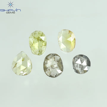 0.58 CT/5 Pcs Natural Polki Rose Cut Diamond Mix Fancy Color Clarity I2 (4.25 MM)