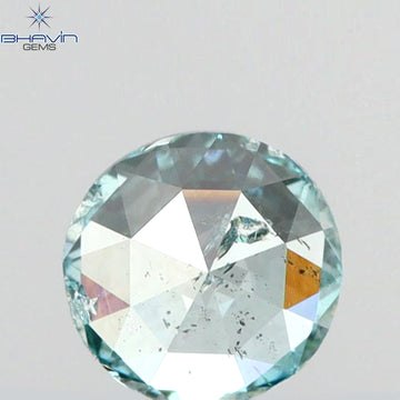 0.18 CT Natural Round Rose Cut Diamond Enhanced Intense Blue Color Clarity I1 (3.80 MM)