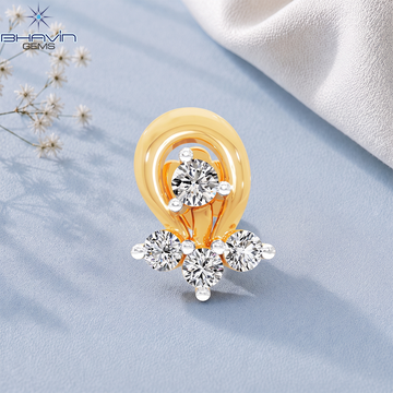 Elegant Swirl Cluster Diamond Nose Pin with Three Stone Accent