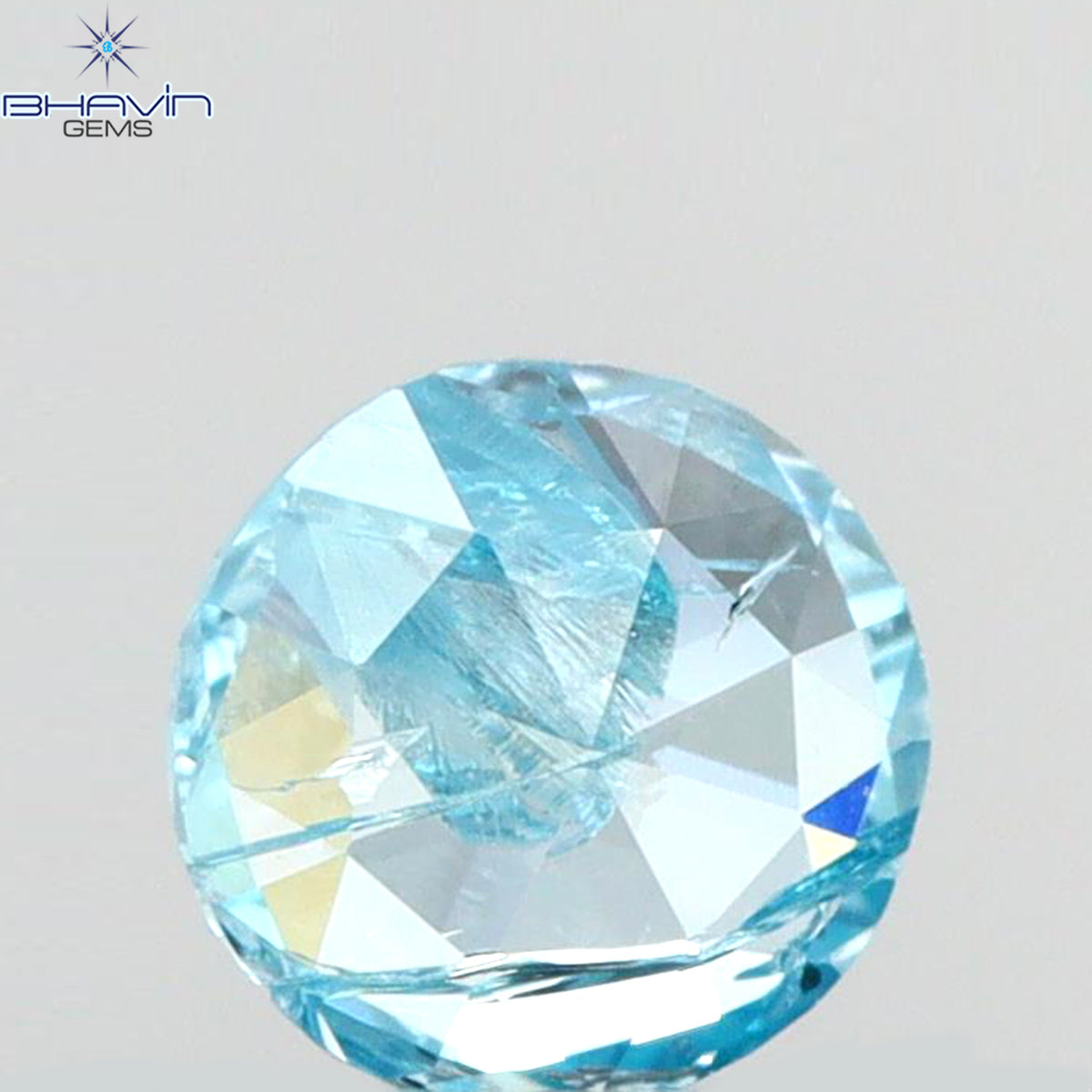 0.18 CT Natural Round Rose Cut Diamond Enhanced Intense Blue Color Clarity I2 (3.93 MM)