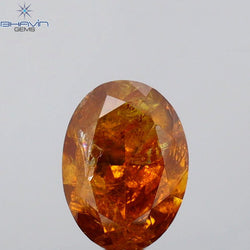 1.02 CT Oval Shape Natural Diamond Orange Color I3 Clarity (7.04 MM)