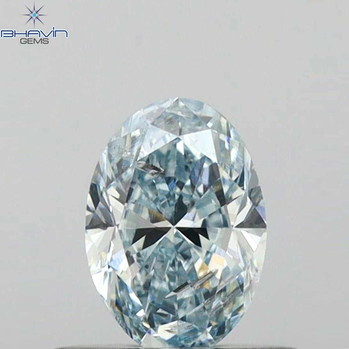 0.50 CT Natural Oval Diamond Enhanced Blue Color Clarity SI2 (6.00 MM)