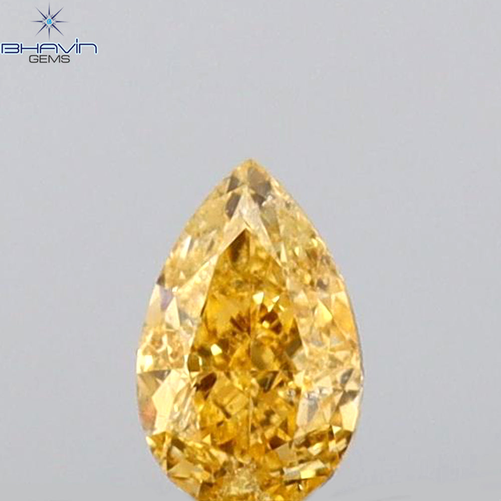 0.19 CT Pear Shape Natural Diamond Orange Color SI2 Clarity (4.50 MM)