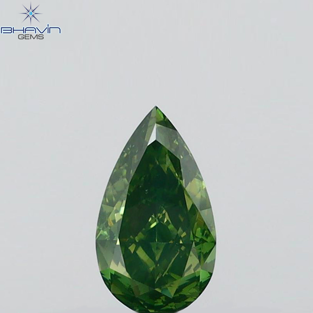 0.61 CT Natural Pear Diamond Enhanced Vivid Green Color Clarity VS2 (7.22 MM)