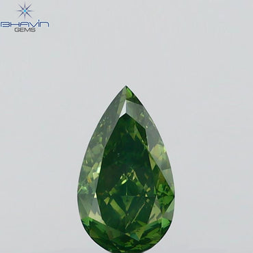 0.61 CT Pear Shape Natural Diamond Green Color VS2 Clarity (7.22 MM)