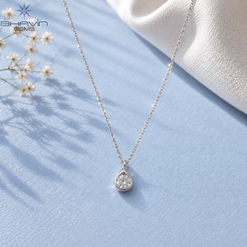 Elegant Round Diamond Teardrop Solitaire Pendant Necklace