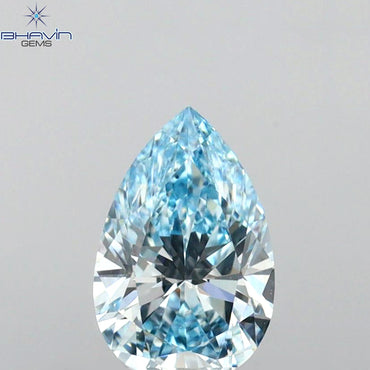 0.50 CT Pear Shape Natural Diamond Blue Color VS2 Clarity (6.70 MM)