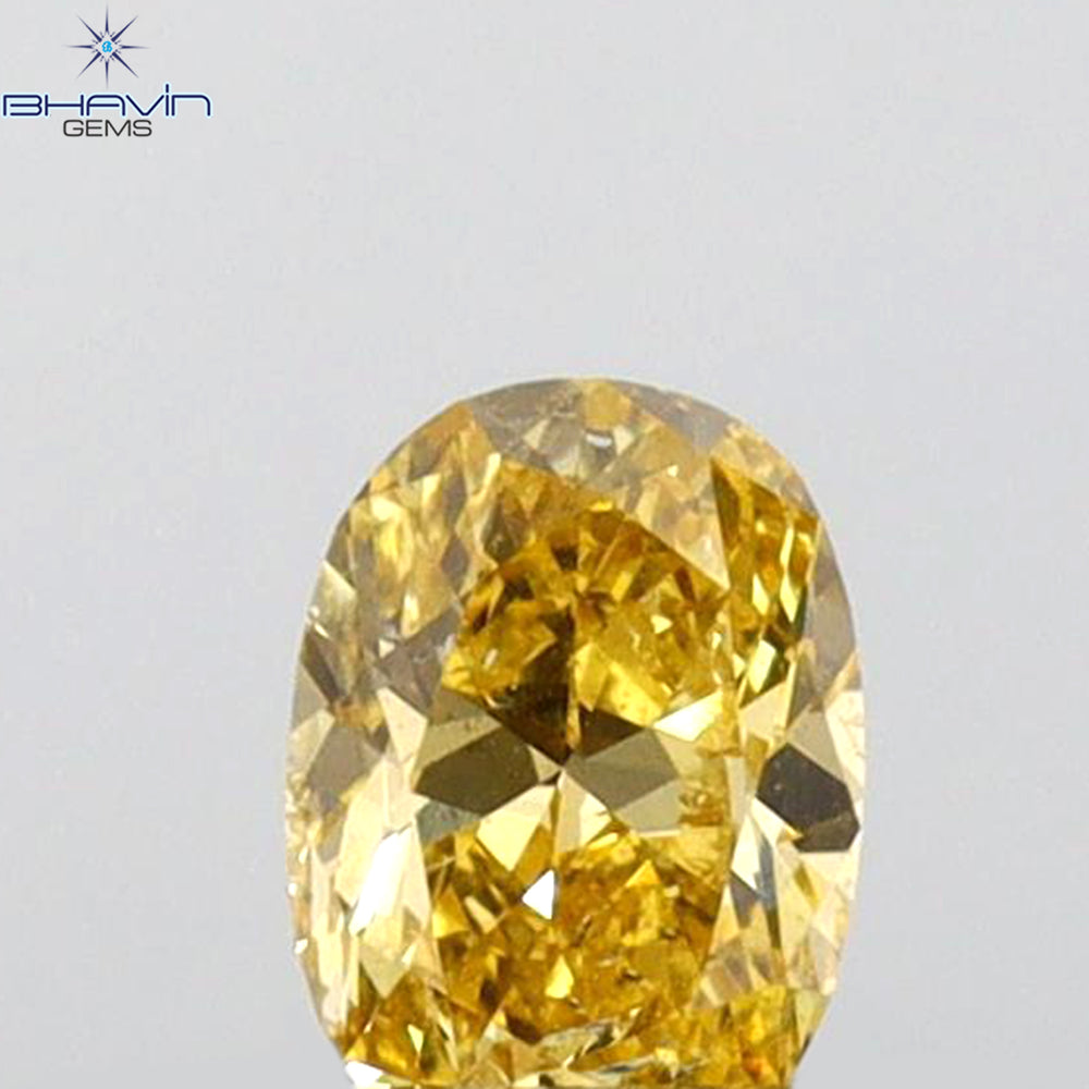 0.21 CT Oval Shape Natural Diamond Orange Color SI2 Clarity (4.37 MM)