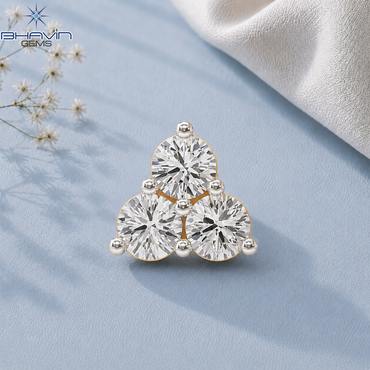 Three Stone Round Diamond Cluster Nose Pin