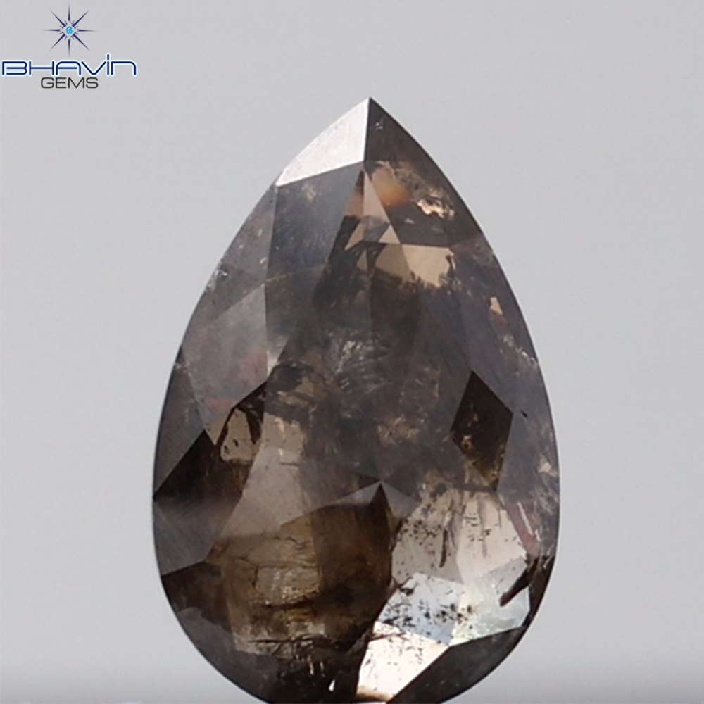 3.09 CT Pear Shape Natural Diamond Brown Color I3 Clarity (12.78 MM)