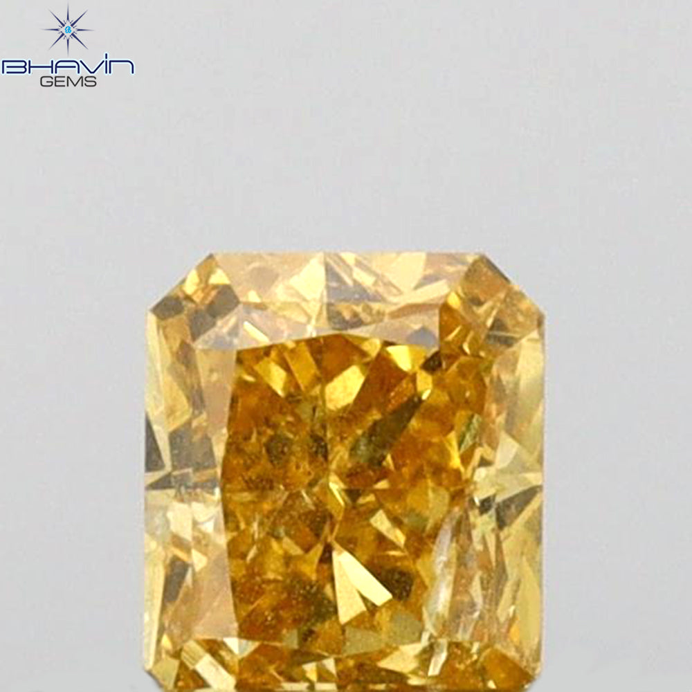 0.31 CT Radiant Shape Natural Diamond Orange (Chameleon) Color SI1 Clarity (4.30 MM)