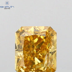 0.31 CT Radiant Shape Natural Diamond Orange (Chameleon) Color SI1 Clarity (4.30 MM)